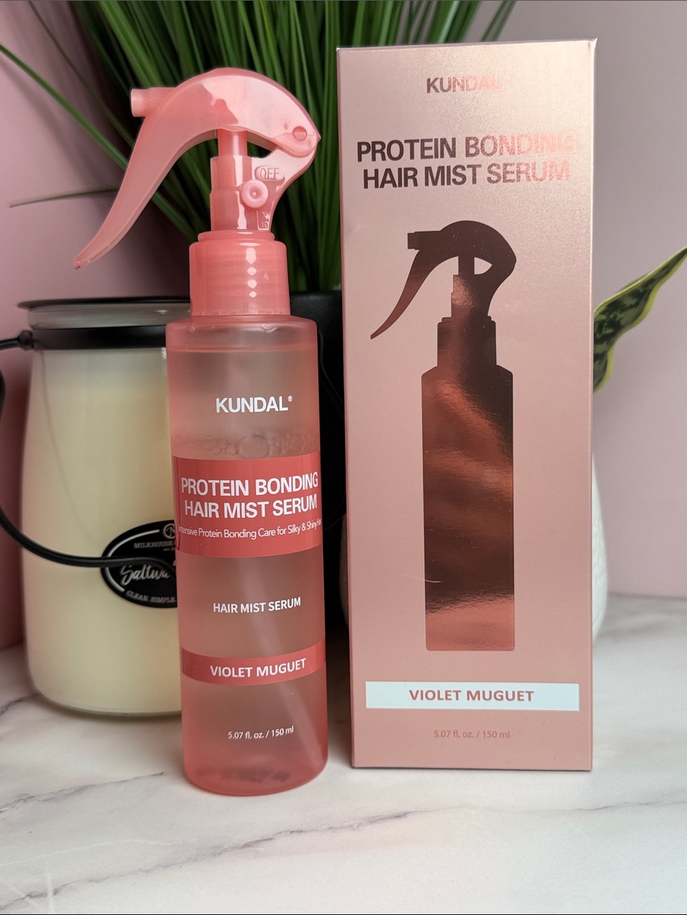 Violet Muguet Protein Bonding Hair Mist Serum - Pink